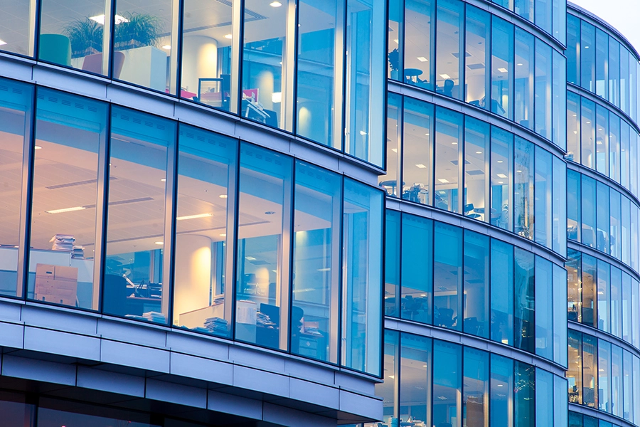 Glass Window Business Office, building in Canary Wharf, London, England