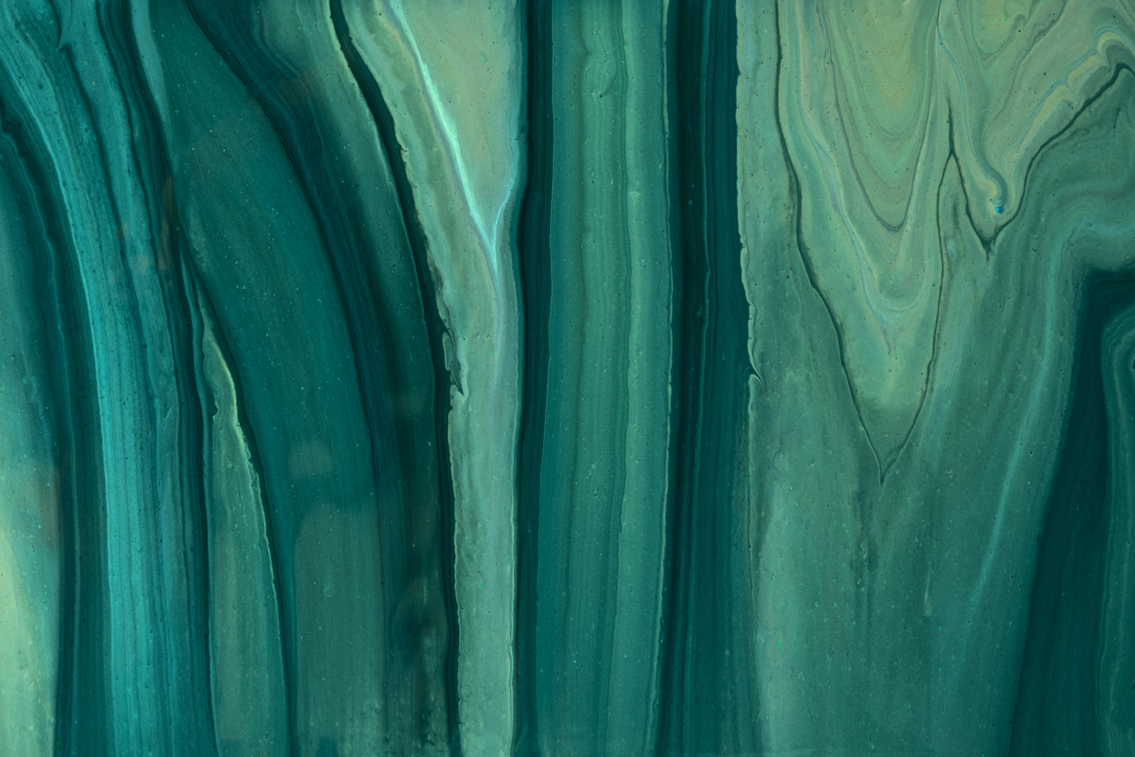 Abstract fluid art background dark green and olive glitter color. Liquid marble. Acrylic painting with emerald gradient.