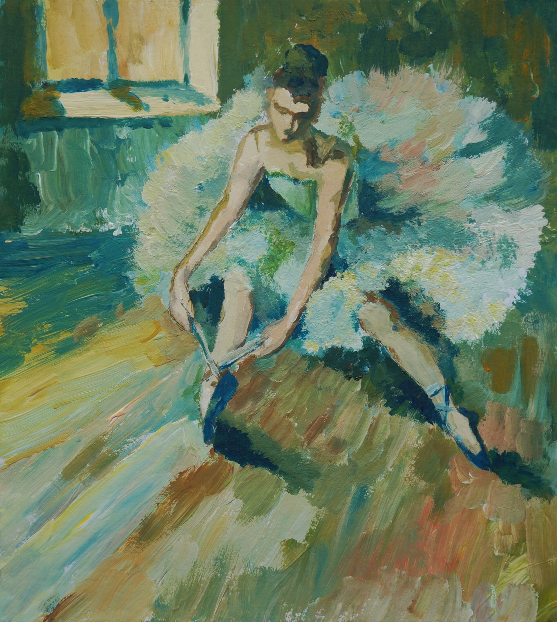 Ballerina Painting Acrylic and Full spectrum on Canvas and Cardboard artist creative painting background